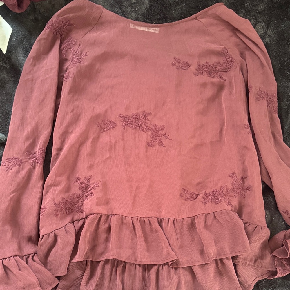 Maurices Dusty Rose Embroidered Blouse